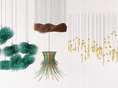 Creative Abstract Chandeliers With Modern Unique Shapes And Decorative Hanging Elements 3d model