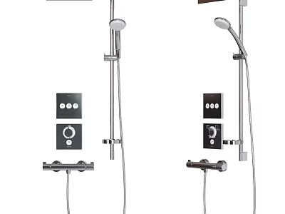 Modern Shower System With Rainfall Head Handheld Spray And Control Panel Fixtures 3d model