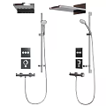 Modern Shower System With Rainfall Head Handheld Spray And Control Panel Fixtures 3d model