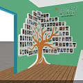 Exhibition Hall Cultural Wall With Tree Shaped Design And Photo Displays