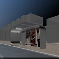 Modern Bus Station With Transparent Roof And Billboard In Urban Setting