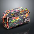 Colorful Green Mountain Utility Bag With Vibrant Patterns Pink Straps And Zipper Closure