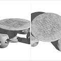 Round Marble Table and Stool Set with Grid Pattern for Modern Interior Design 3d model