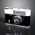 Vintage Electronic Camera With Classic Black White Body And Lens Design