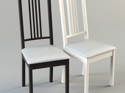 Modern Dining Chairs Black And White Frame With Vertical Slat Backrest Padded Seat 3d model