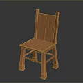 Light Wood Tone Wooden Single Chair With Straight Backrest And Sturdy Structure