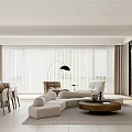 Modern Guest Restaurant Home Multi-person Sofa Coffee Table Combination Dining Table and Chair Combination Chandelier Green Plant Hanging Picture Combination 3d model
