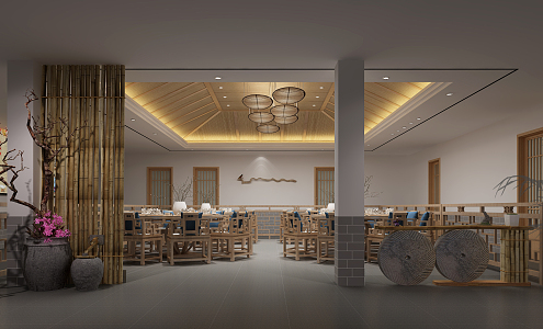 Chinese Restaurant Hall 3d model