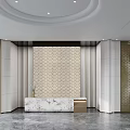Modern Hotel Lobby Interior Design With Large Glass Windows Marble Floor And Front Desk