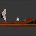 Character And Creature On Mechanical Propeller Model With Orange Base Structure