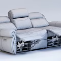 Modern Comfortable Leather Reclining Three-Seater Sofa With Stitch Detail For Living Room