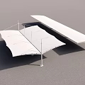 Large Outdoor Shade Structures With White Frames And Curved Roofs In Open Area 3d model