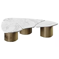 Elegant Modern Corner Table With White Marble Top And Brass Metal Base 3d model