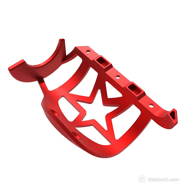 Red Metal Bracket With Star Cutout Design And Durable Protective Structure 3d model 