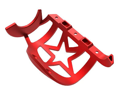 Red Metal Bracket With Star Cutout Design And Durable Protective Structure 3d model