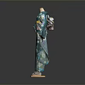 Traditional Green Kimono With Floral Patterns And Obi Belt For Daily Use