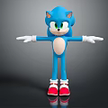 Blue Hedgehog Character Featuring Blue Body White Gloves Red Shoes Green Eyes And Outstretched Arms