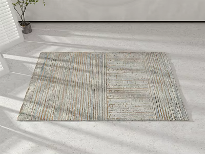 Square Carpet With Textured Striped Pattern In Neutral Tones For Bright Living Space 3d model