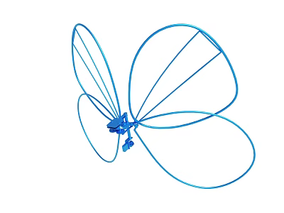 Abstract Blue Butterfly Line Art Design With Geometric Shapes Illustration 3d model