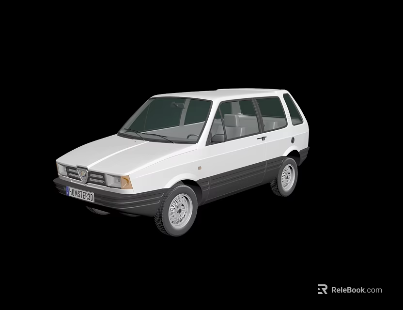 White Vintage Car With Boxy Shape Simple Design And Silver Wheels 3d model 