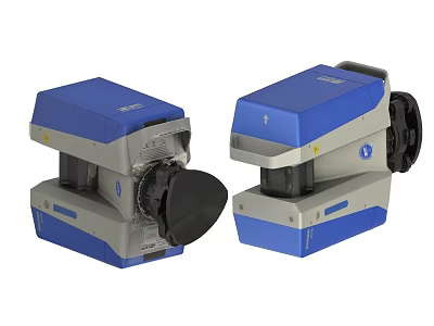 Two Blue and Gray Industrial Equipment Units with Compact Modern Structural Design 3d model