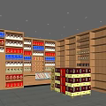 Tobacco and Liquor Store Interior With Shelves Displaying Wine Tobacco and Various Products