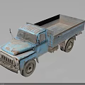 Old Blue Rusty Vintage Truck With Weathered Body Rust Spots And Wheels