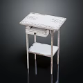 Distressed White Side Table With Drawer And Lower Shelf Simple Rustic Design