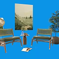 Negotiation tables and chairs 3d model