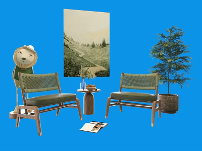 Negotiation tables and chairs 3d model