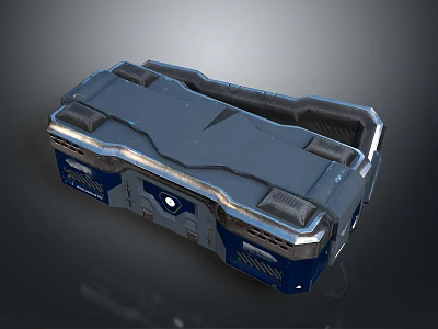 Modern Blue Metallic Storage Box With Sleek Lid And Durable Frame For Home Living 3d model