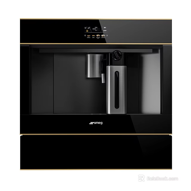 Modern Black And Gold Kitchen Coffee Maker With Digital Display And Stainless Steel Parts 3d model 