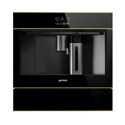 Modern Black And Gold Kitchen Coffee Maker With Digital Display And Stainless Steel Parts 3d model