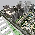 Elegant Modern Office Complex With Multiple Buildings Green Spaces And Pathways