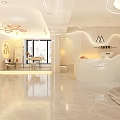 Elegant Modern Beauty Hair Salon Interior With Comfortable Sofa Green Plants And Stylish Reception Desk
