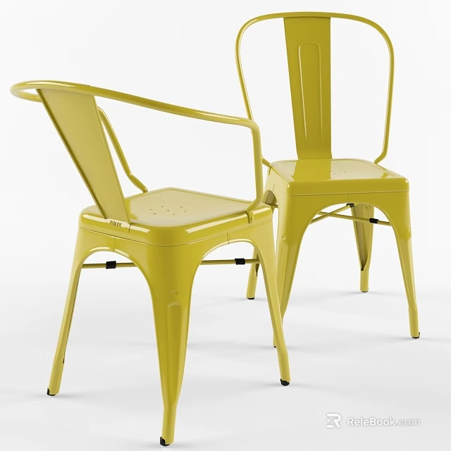 Yellow Metal Armchairs Featuring Modern Design For Stylish Seating 3d model 