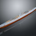 Realistic Warship Model With White Hull Detailed Deck Superstructure And Antenna On Gray Background