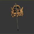 Orange Mech Warrior 3D Model With Large Cannon And Broken Mechanical Parts