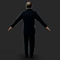Man In Dark Double Breasted Suit With Red Tie And Outstretched Arms On Dark Background 3d model