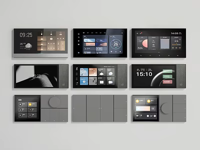 Modern Smart Switch Panels Featuring Touchscreen Interface Various Functions And Time 3d model