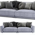 Modern Light Gray Two Seater Sofa With Patterned Pillows And Soft Throw Blanket 3d model