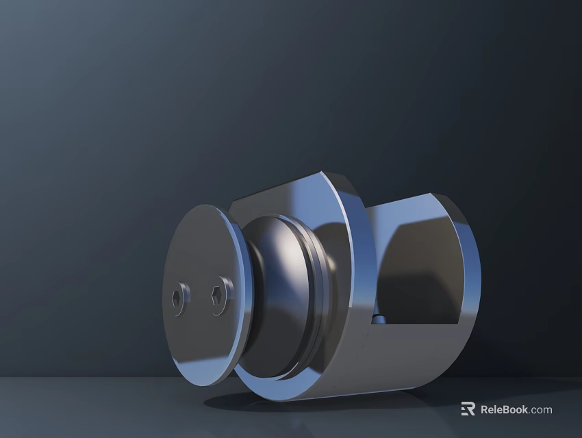 Sports Equipment Metal Connector Component With Round And Hexagonal Design Shiny Surface And Screw Holes 3d model 