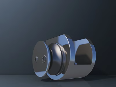 Sports Equipment Metal Connector Component With Round And Hexagonal Design Shiny Surface And Screw Holes 3d model