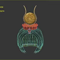 Mythical Character With Horned Creature Features On Decorative Base With Yellow Orb 3d model