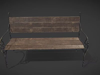 Classic Garden Landscape With Wooden Bench And Ornate Metal Frame Design 3d model
