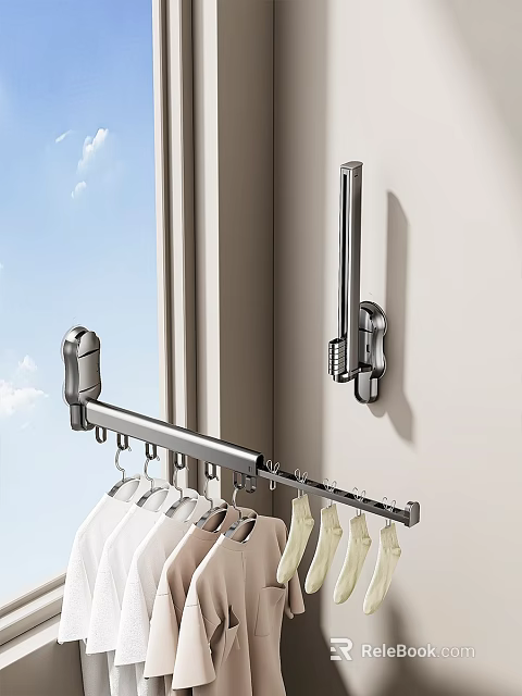 Modern Bathroom Accessories With Wall Mounted Towel Rack And Brush Holder 3d model 