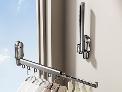 Modern Bathroom Accessories With Wall Mounted Towel Rack And Brush Holder 3d model