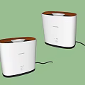 Two White Daily Electrical Appliances With Wooden Top And Black Base For Home Use