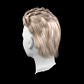 Game Movie Character White Head Model With Blonde Short Hair And Black Background