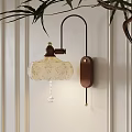 Vintage Wall Lamp With Glass Shade Wooden Base And Crystal Pendant Decor